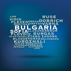 Bulgaria map made with name of cities