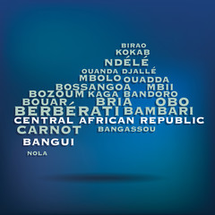 Central African Republic map made with name of cities