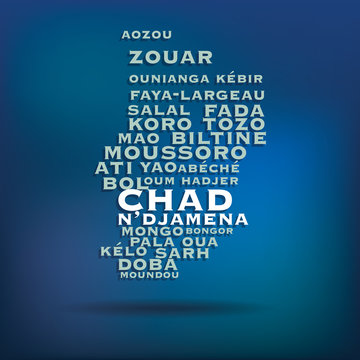 Chad map made with name of cities