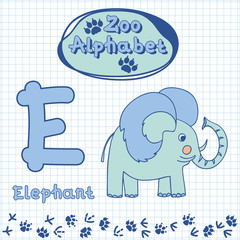 Colorful children's alphabet with animals, elephant