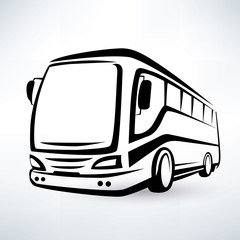 modern bus symbol, outlined vector icon