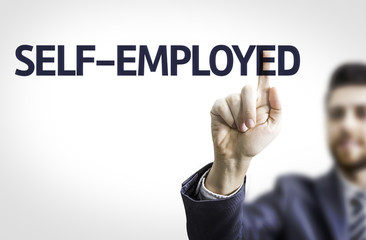 Business man pointing the text: Self-Employed
