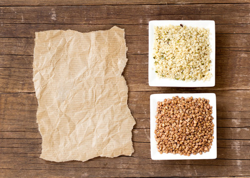 Buckwheat, Hemp Seeds And Paper
