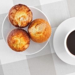 magdalenas, typical spanish plain muffins, and coffee