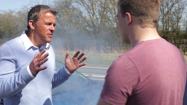 Two Drivers Arguing After Traffic Accident