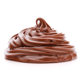 Chocolate cream swirl isolated on white background cutout
