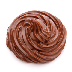Chocolate cream swirl isolated on white background cutout