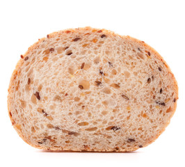 Slice of fresh white grained bread isolated on white background