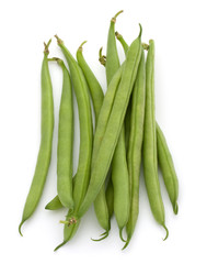 Green beans handful isolated on white background cutout