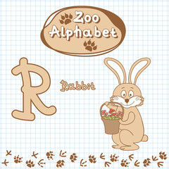 Colorful children's alphabet with animals, rabbit