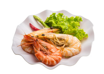 Boiled king prawns