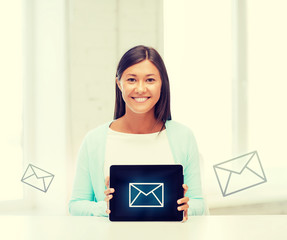 businesswoman or student with tablet pc