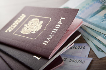 passport in the train tickets