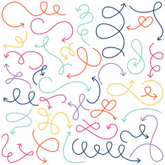 Vector Collection of Doodled Squiggly Arrows - 69781353