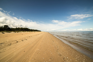 Fototapeta na wymiar beach skyline with sand and perspective