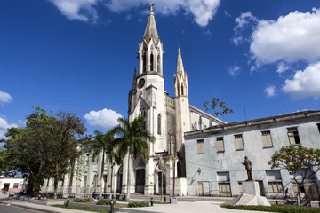Obraz premium Facade of the Iglesia de nuestro Corazon de Sagrado Jesus church in Camaguey, East Cuba, Cuba