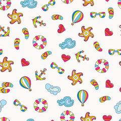 Summer sea holiday background. Vector seamless pattern