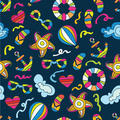 Naklejka premium Summer sea holiday background. Vector seamless pattern