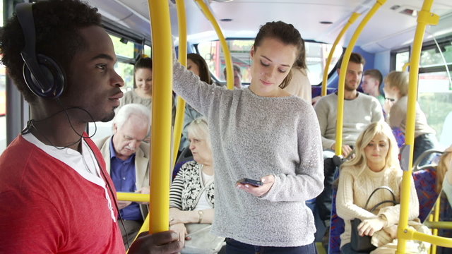 Interior Of Bus With Passengers