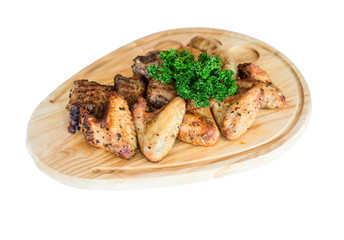 Grilled chicken wings with French fries