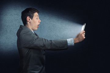 businessman with a tablet computer