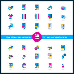 Fototapeta premium Print service icon set. Stationery, Gift and Corporate identity