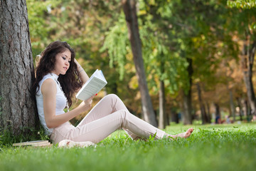 woman reading book