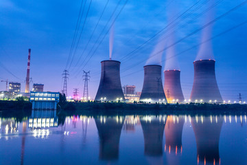 Thermal power plant at night