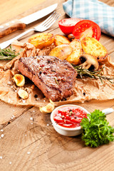 irisch rinder steak mit bratkartoffeln