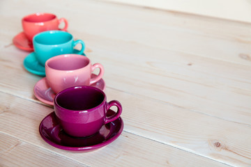 Set of colorful cups