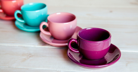 Set of colorful cups