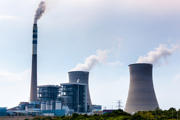 power plant by night