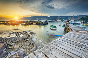 Boat pier at sunset