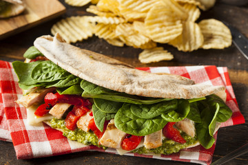 Healthy Grilled Chicken Pesto Flatbread