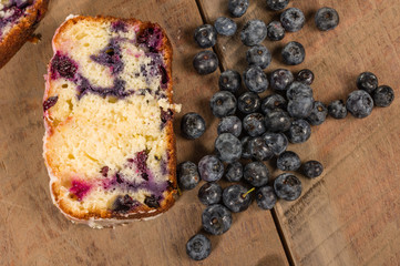 Blueberry coffee cake loaf with blueberries