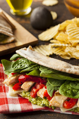 Healthy Grilled Chicken Pesto Flatbread