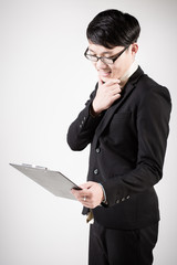 Successful young business man of Asian, full length portrait iso