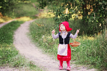 Little Red Riding Hood in the woods