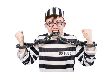 Funny prison inmate in concept