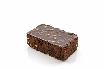 Brownie cake on white background