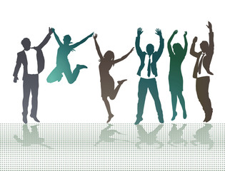 Erfolgreiche Gruppe jubelt