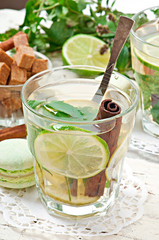 Moroccan tea with mint, lime and cinnamon
