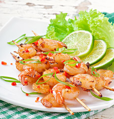 Shrimp grilled in garlic and soy caramel