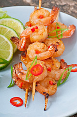 Shrimp grilled in garlic and soy caramel