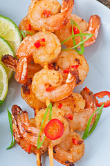 Shrimp grilled in garlic and soy caramel