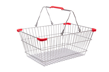Shopping supermarket trolley isolated on the white