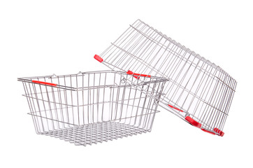 Shopping supermarket trolley isolated on the white