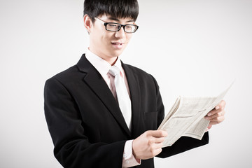 Successful young business man of Asian, full length portrait iso