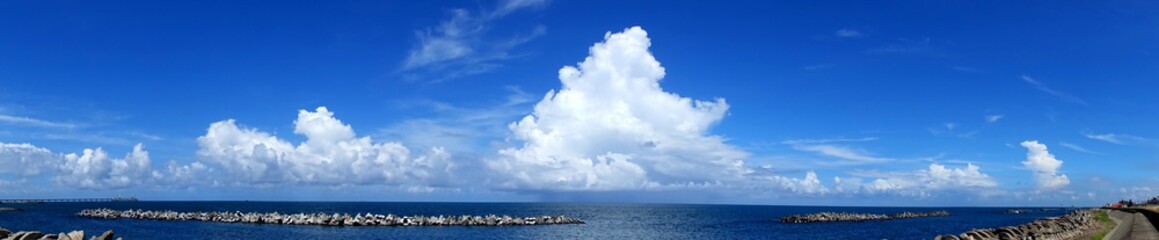 Beautiful Ocean and Sky View with Breakwaters