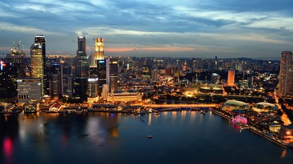 Fototapeta na wymiar Singapore city bay area night view 